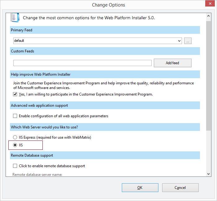 choose IIS for nService