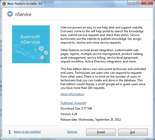 install nService help desk software