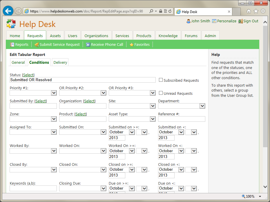 tabular report